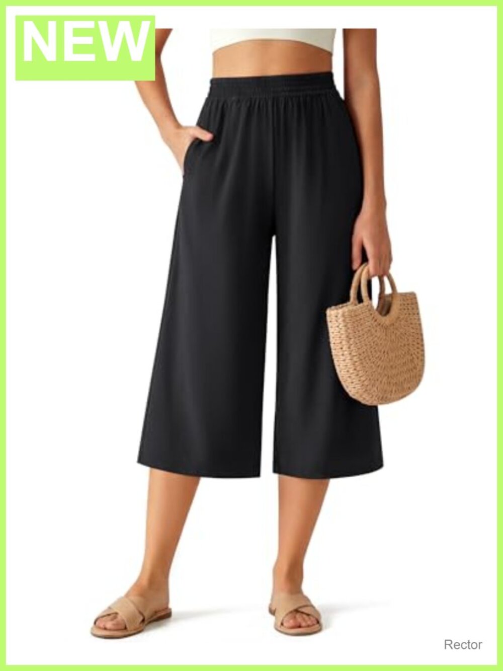 Flowy Wide Leg Capri Pants for Women, Lightweight Athletic Yoga Palazzo Capris